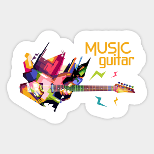 music guitar in T-Shirt Pop Art Sticker